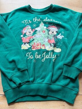 Disney Green 'Tis the Season To Be Jolly Holiday Sweatshirt